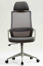 Sillón de oficina MARIO, alto, gris, malla y asiento gris