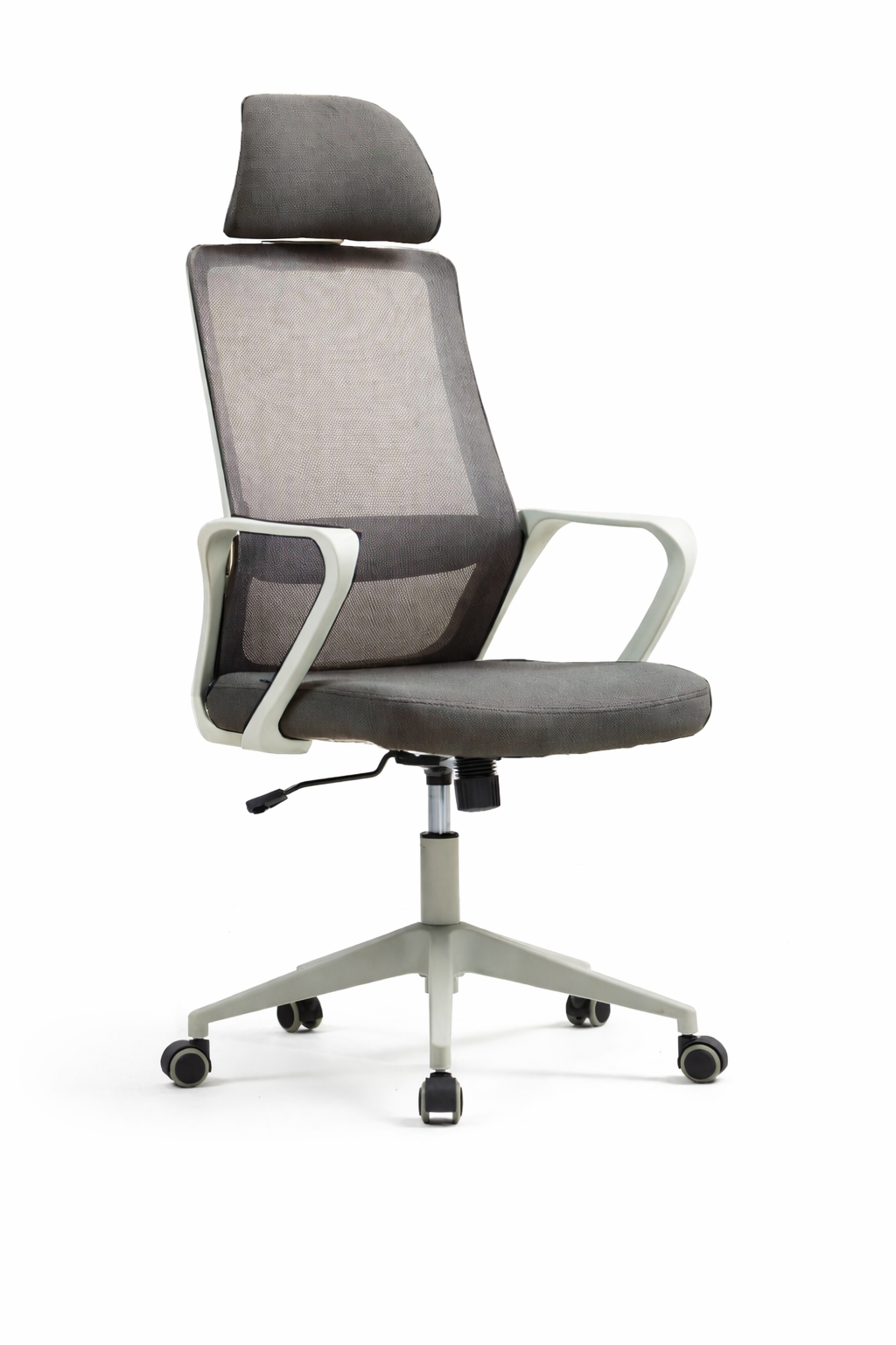 Sillón de oficina MARIO, alto, gris, malla y asiento gris