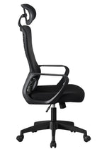 Sillón de oficina MELLAC, alto, negro, malla y asiento negro