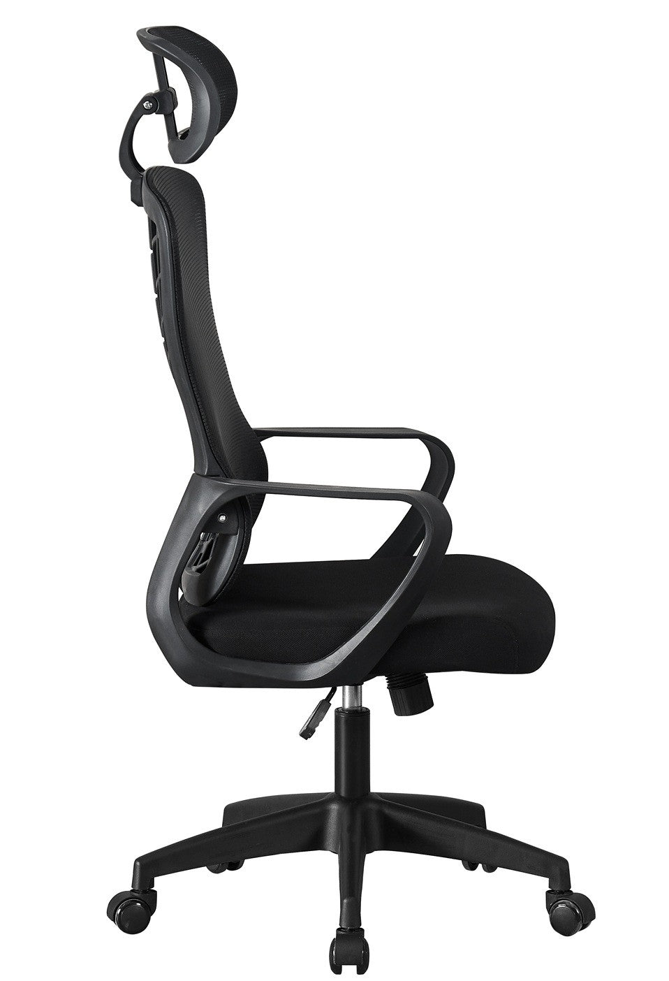 Sillón de oficina MELLAC, alto, negro, malla y asiento negro