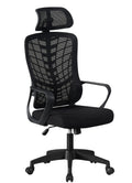 Sillón de oficina MELLAC, alto, negro, malla y asiento negro