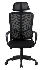 Sillón de oficina MELLAC, alto, negro, malla y asiento negro