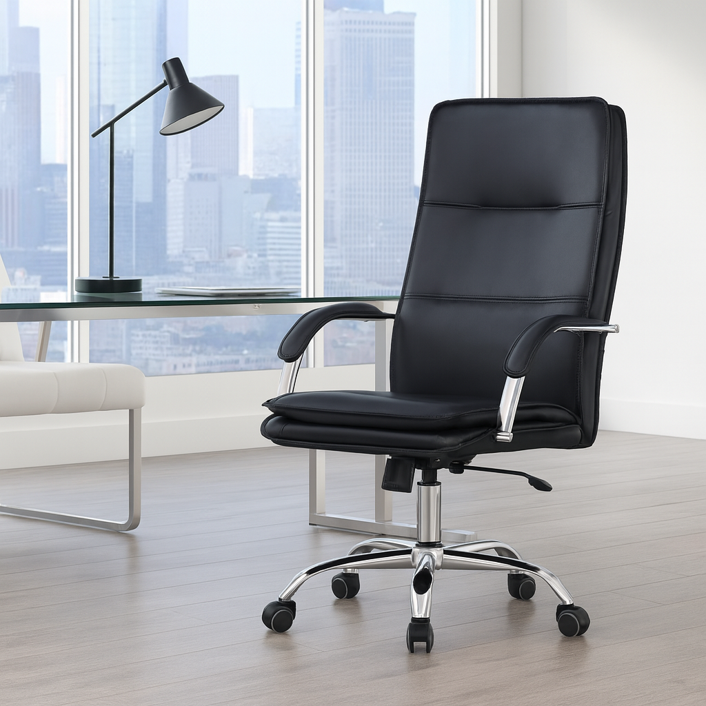 Sillón de oficina NEROTH, alto, mecanismo multifunción, similpiel negra