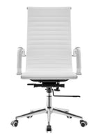 Sillón de oficina OLIVER, alto, regulación de altura, basculante profundo, similpiel blanca