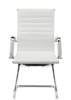 Sillón de oficina OLIVER, fijo de patín, cromado, similpiel blanca