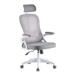 Sillón de oficina ORBEC, alto, blanco, malla y asiento gris