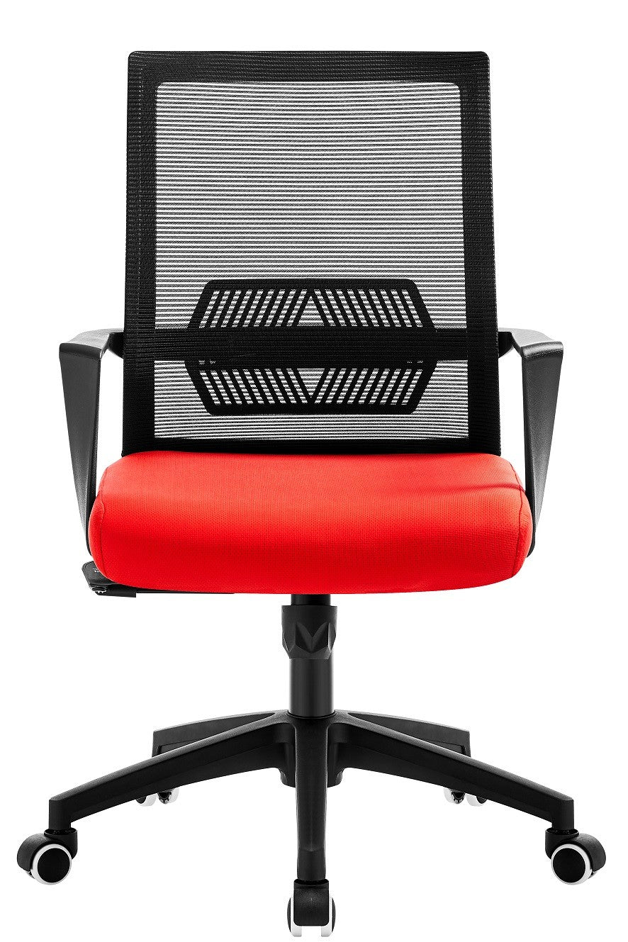 Sillón de oficina RISLEY, negro, malla negra, tejido rojo