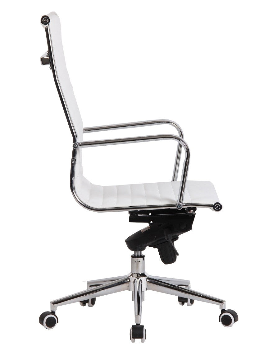 Sillón de oficina ROTERDAM, alto, similpiel blanca