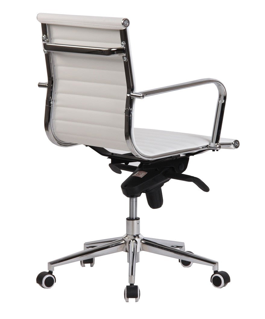 Sillón de oficina ROTERDAM, giratorio, similpiel blanca