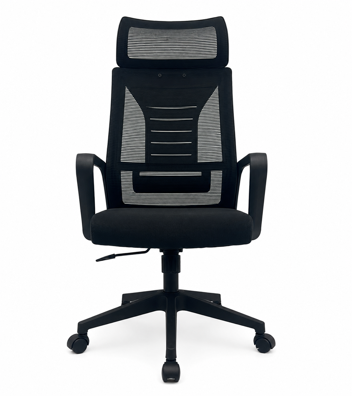 Sillón de oficina UTRECH, alto, negro, malla y tejido negro