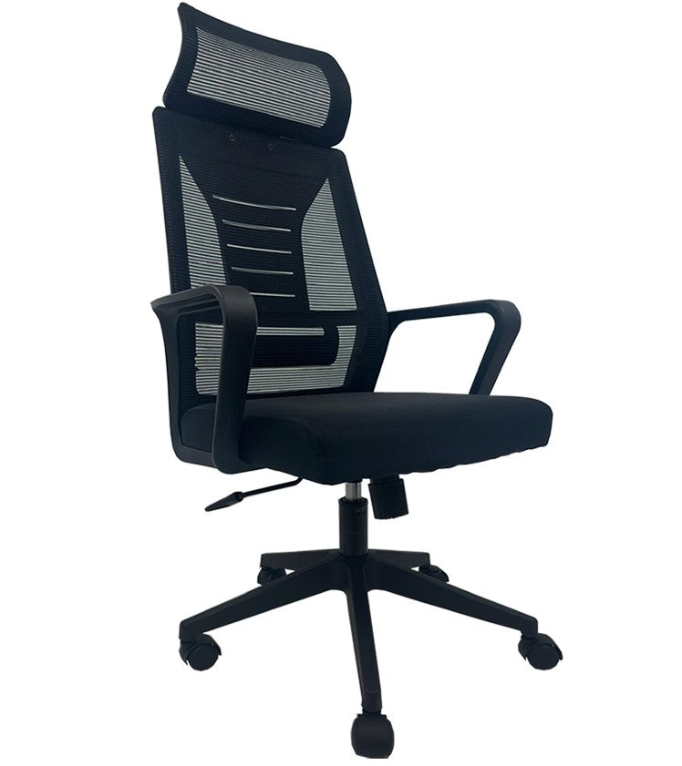 Sillón de oficina UTRECH, alto, negro, malla y tejido negro