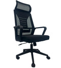 Sillón de oficina UTRECH, alto, negro, malla y tejido negro