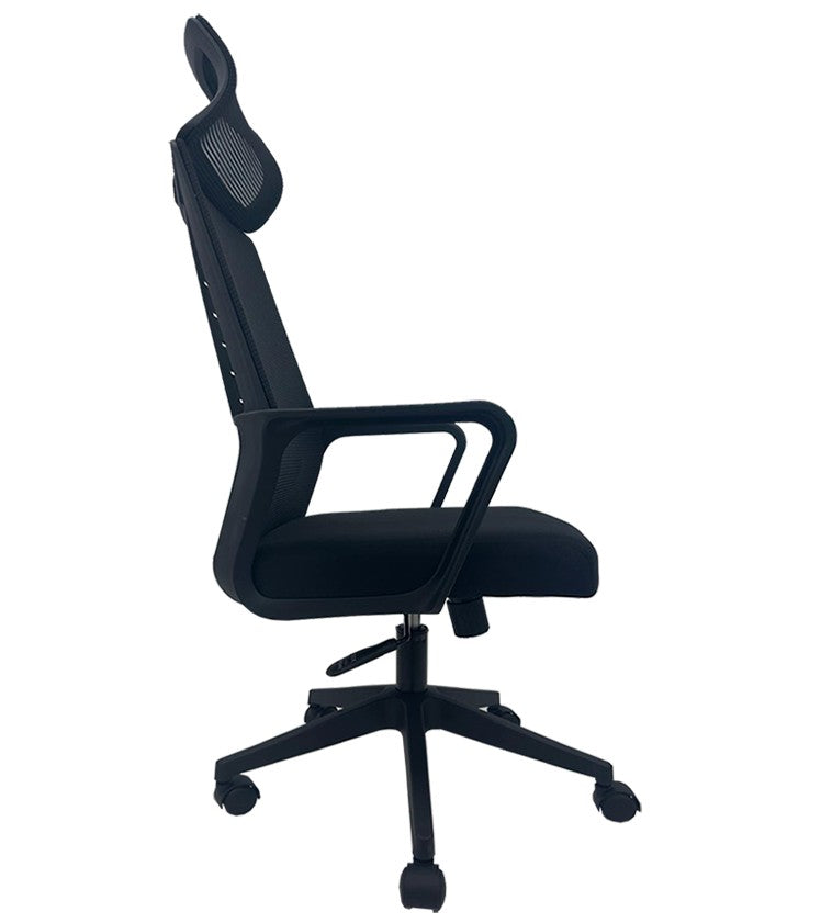 Sillón de oficina UTRECH, alto, negro, malla y tejido negro