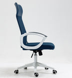 Sillón de oficina VERTON, blanco, malla y asiento azul oscuro