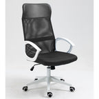 Sillón de oficina VERTON, blanco, malla y asiento negro
