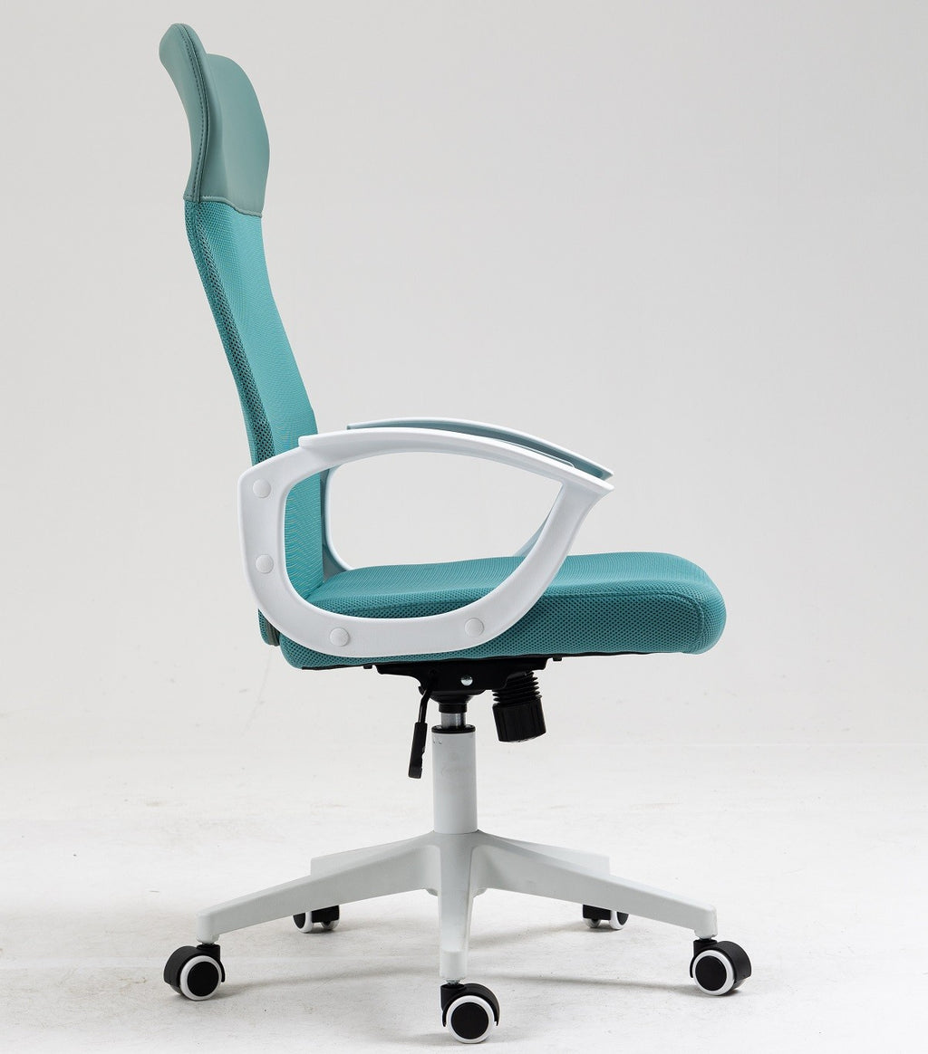 Sillón de oficina VERTON, blanco, malla y asiento verde