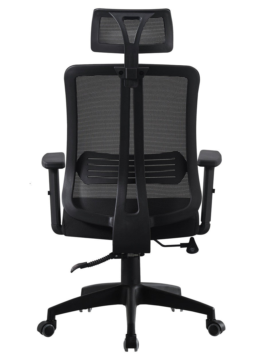 Sillón de oficina VITRÉ, alto, negro, malla y asiento negro