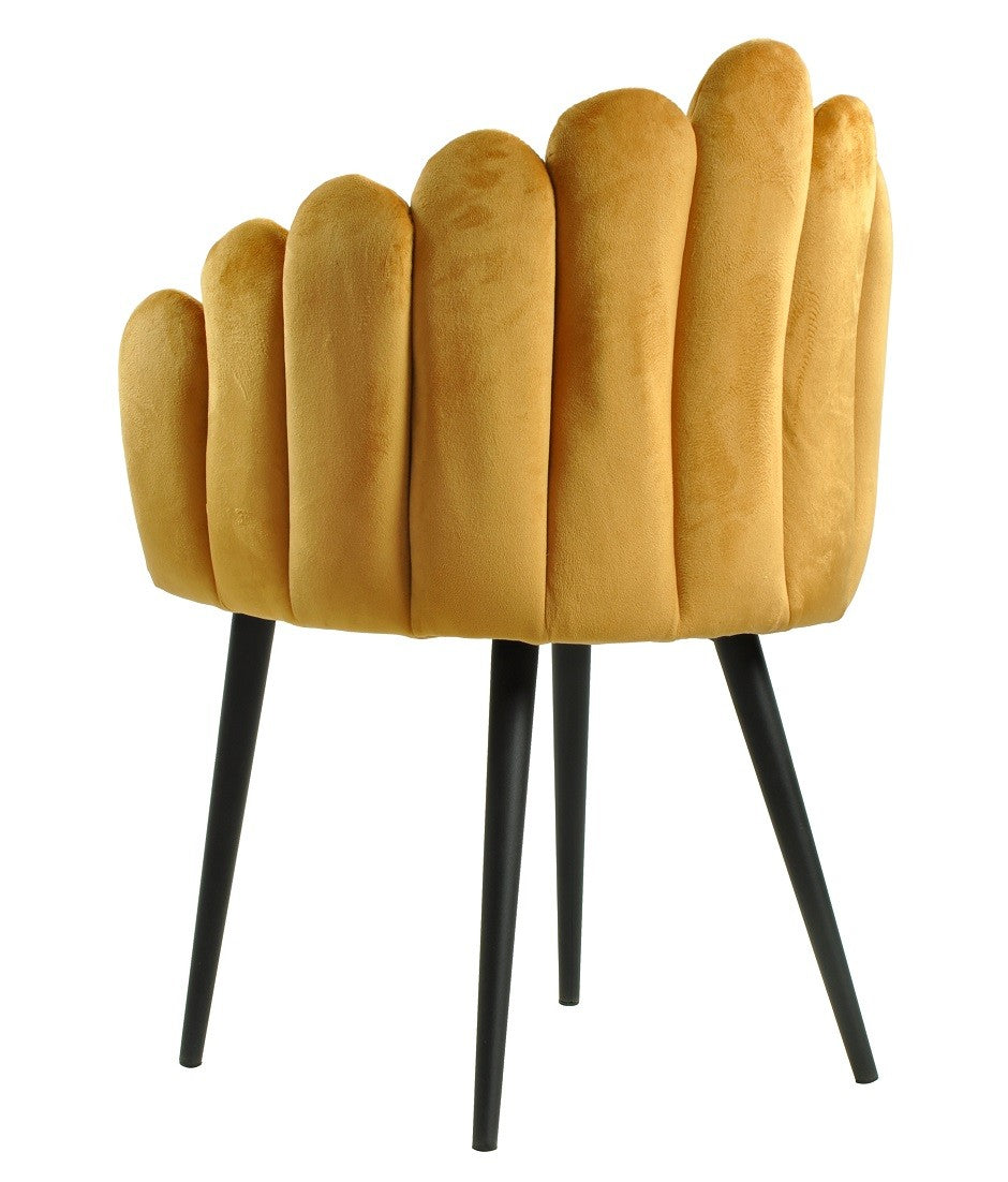 Sillón DEVIN, metal, tapizado velvet amarillo