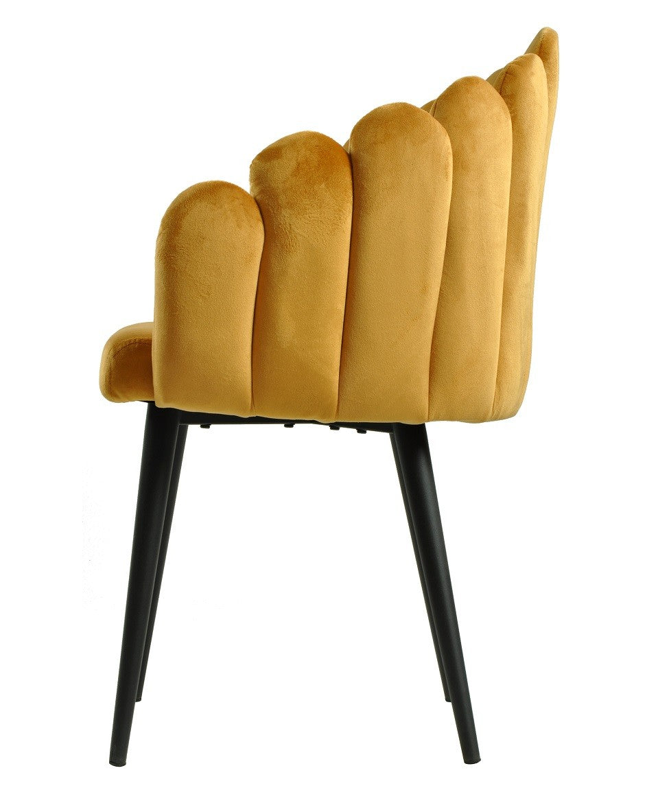 Sillón DEVIN, metal, tapizado velvet amarillo