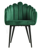 Sillón DEVIN, metal, tapizado velvet verde oscuro