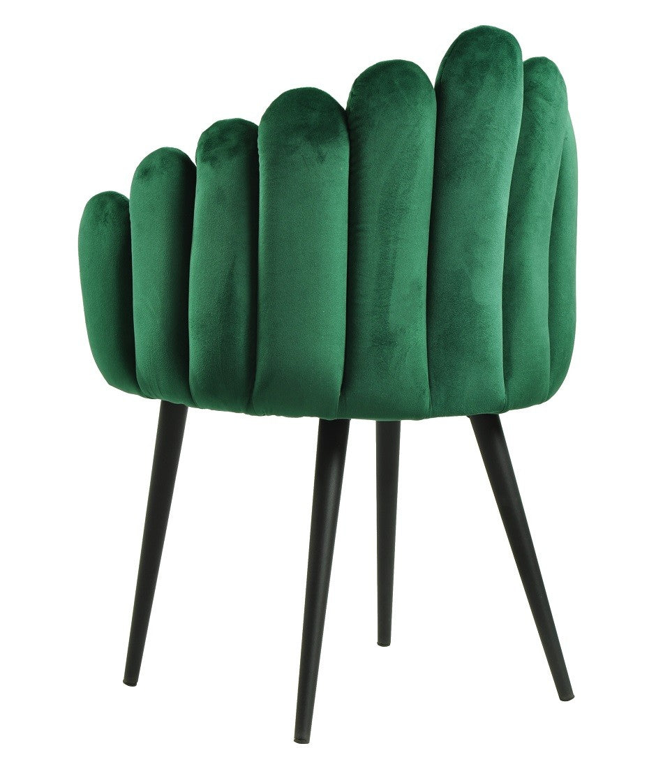 Sillón DEVIN, metal, tapizado velvet verde oscuro