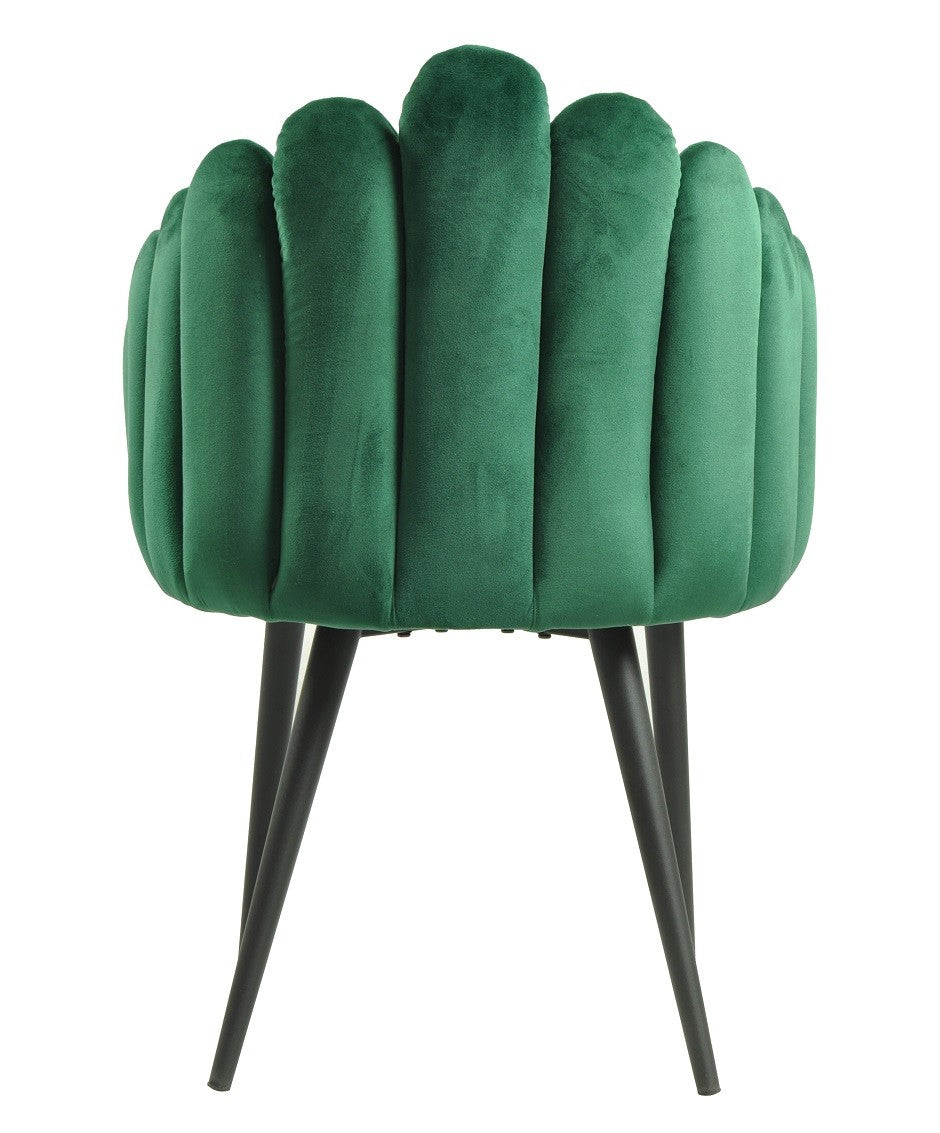 Sillón DEVIN, metal, tapizado velvet verde oscuro