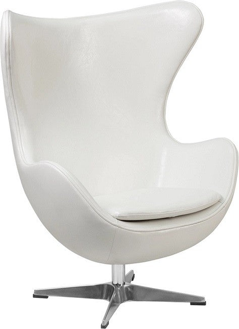 Sillón EG, tapizado similpiel blanca