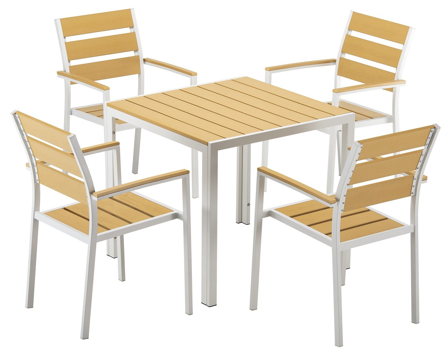 Sillón GARIBALDI, apilable, metal blanco, polywood amarillo