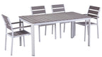 Sillón GARIBALDI, apilable, metal blanco, polywood gris