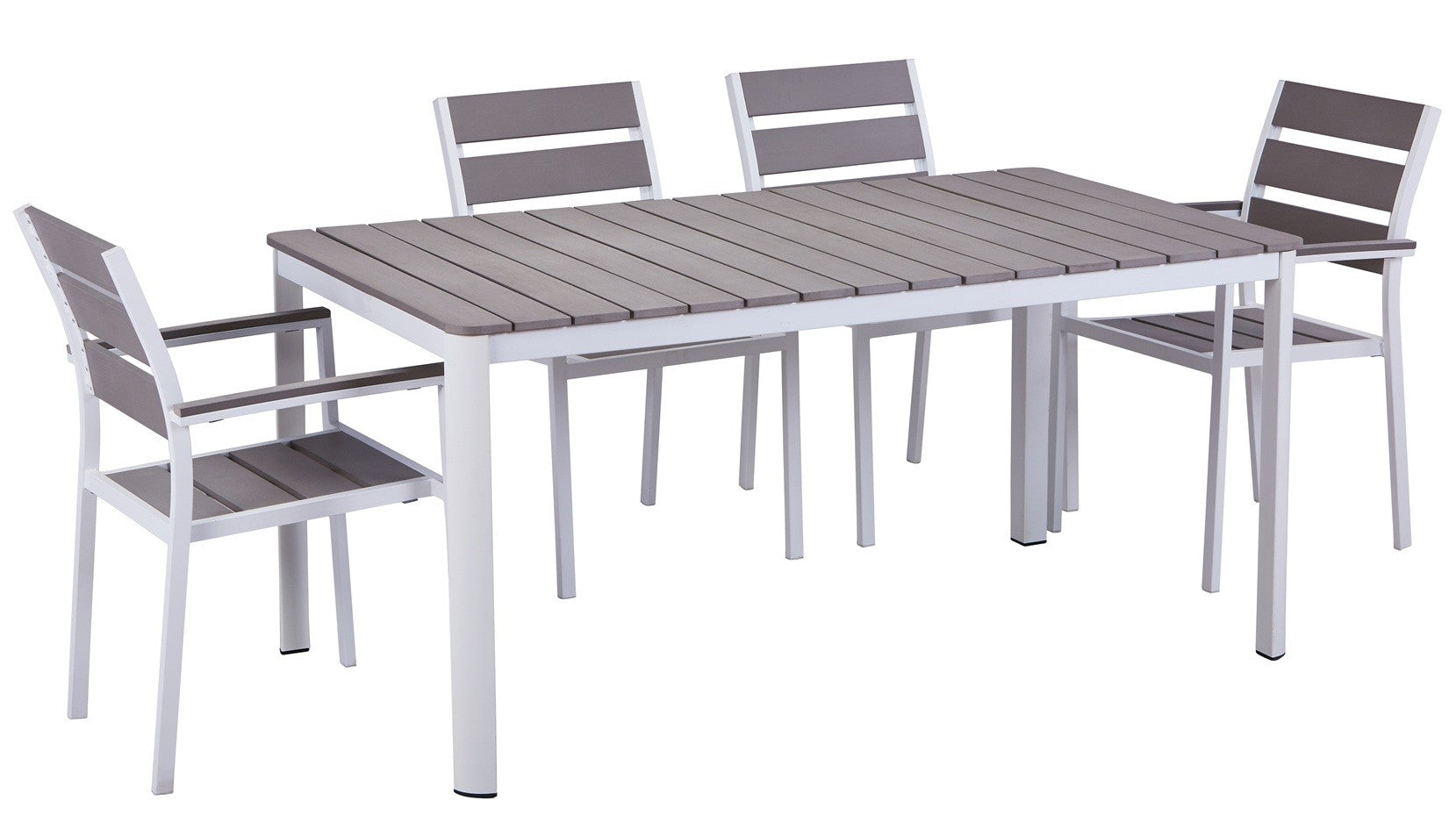 Sillón GARIBALDI, apilable, metal blanco, polywood gris