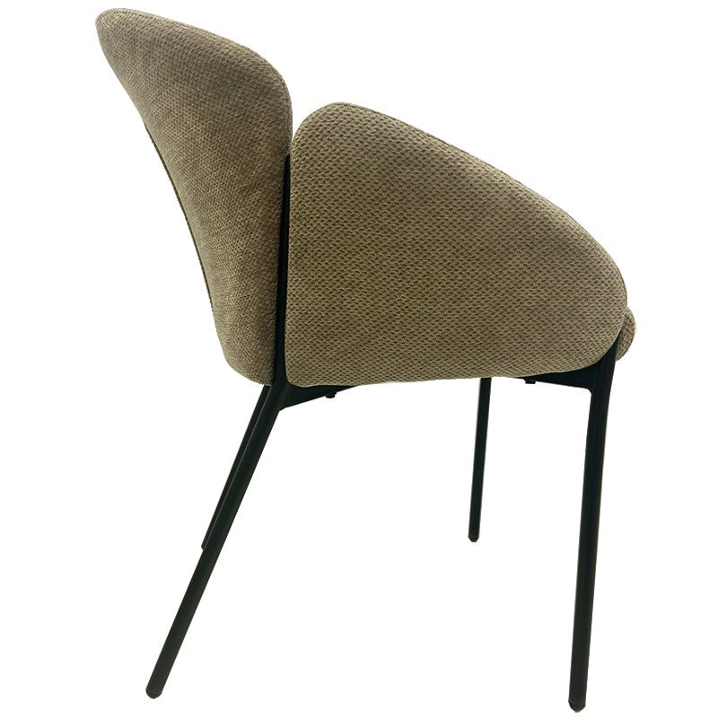 Sillón GIORGIO, metal, tapizado chenilla marrón visón