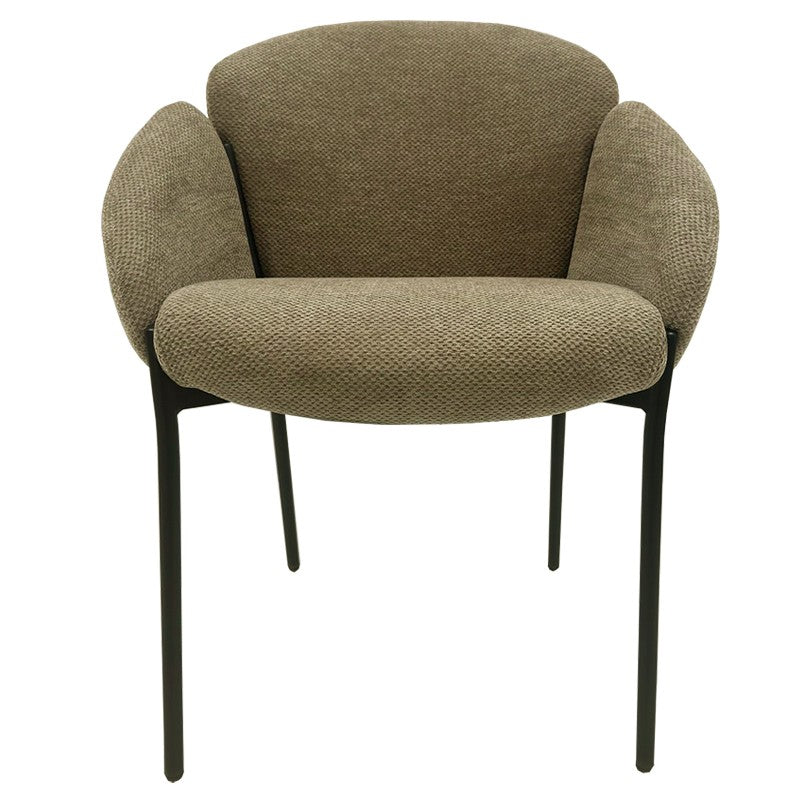 Sillón GIORGIO, metal, tapizado chenilla marrón visón