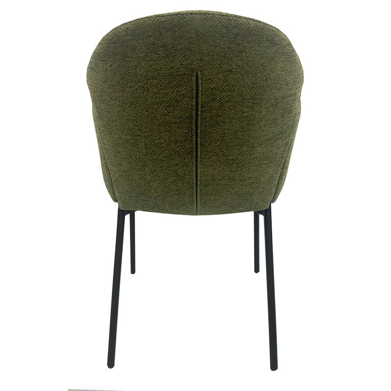 Sillón GIORGIO, metal, tapizado chenilla verde bosque