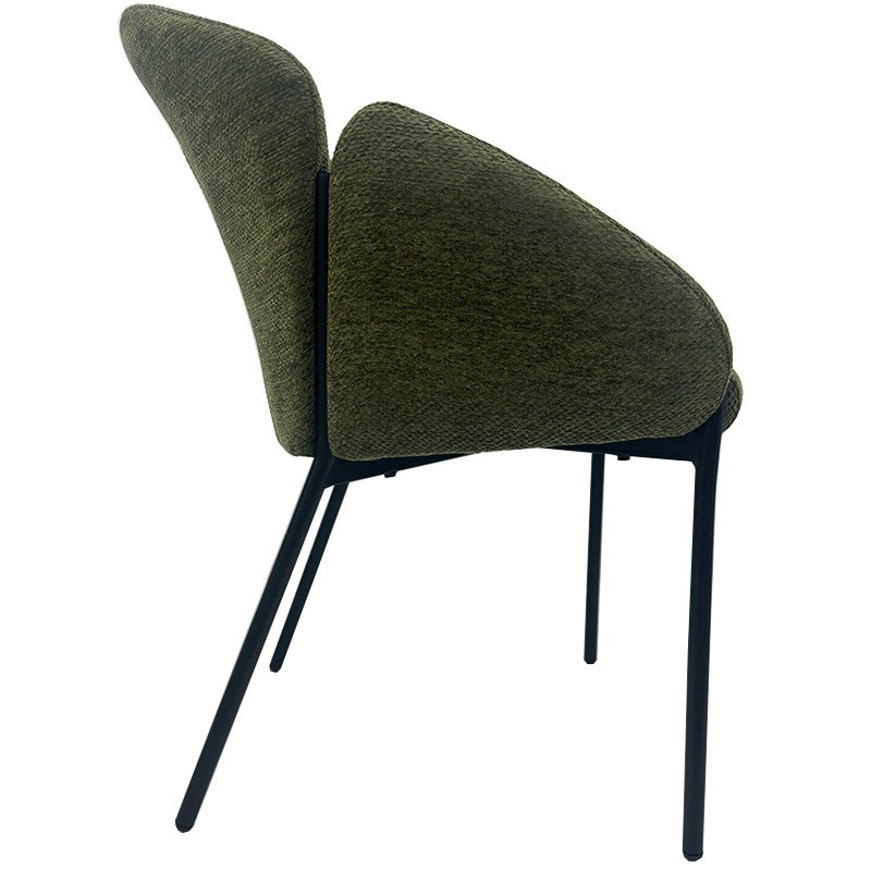 Sillón GIORGIO, metal, tapizado chenilla verde bosque