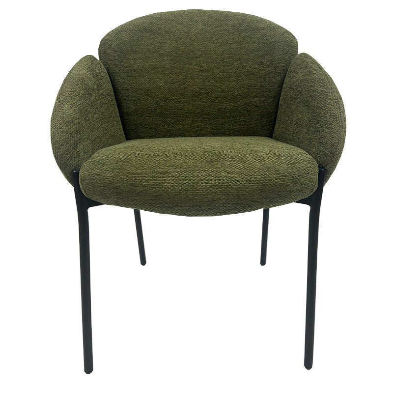 Sillón GIORGIO, metal, tapizado chenilla verde bosque