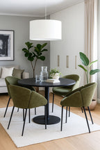 Sillón GIORGIO, metal, tapizado chenilla verde bosque