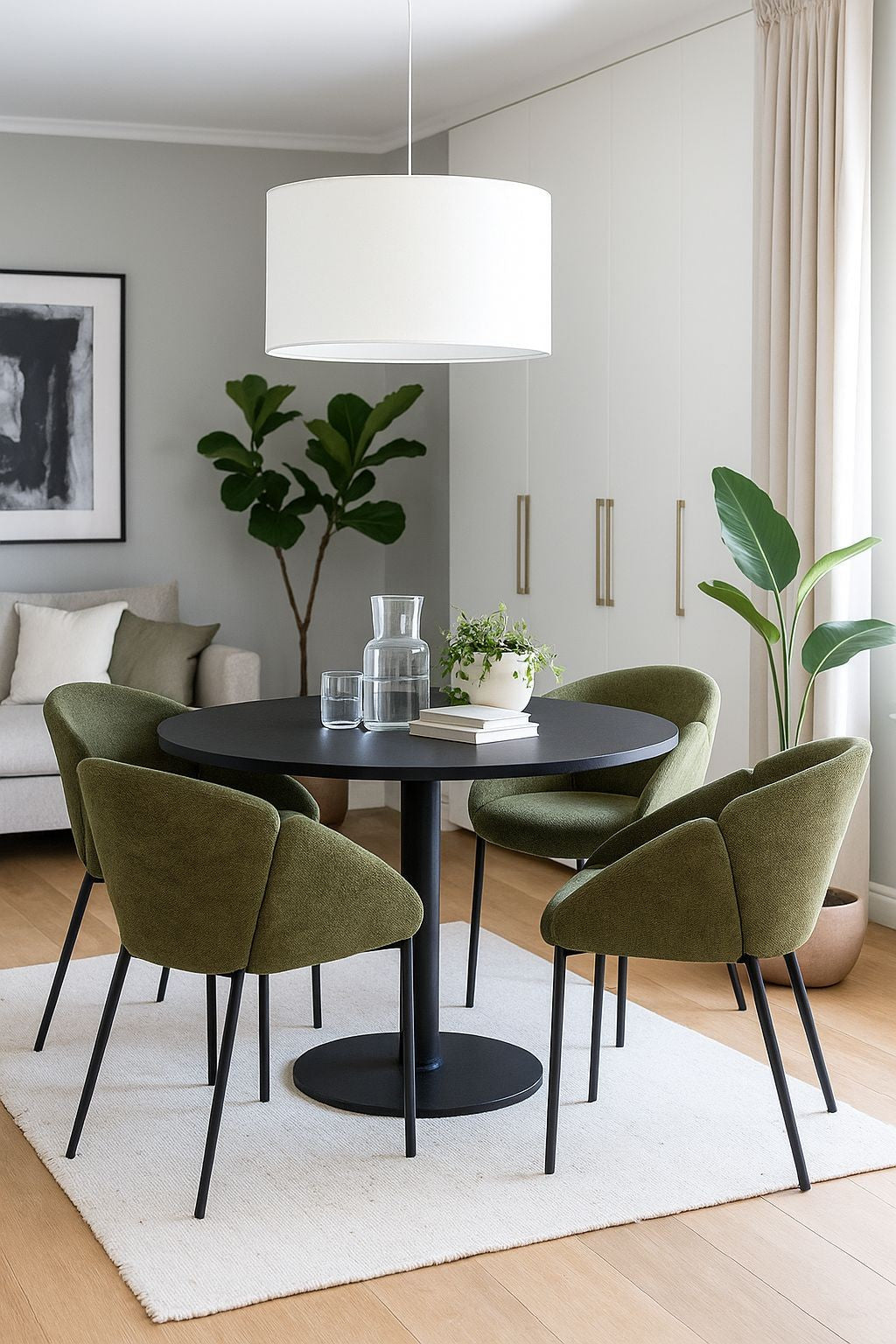 Sillón GIORGIO, metal, tapizado chenilla verde bosque