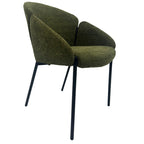 Sillón GIORGIO, metal, tapizado chenilla verde bosque