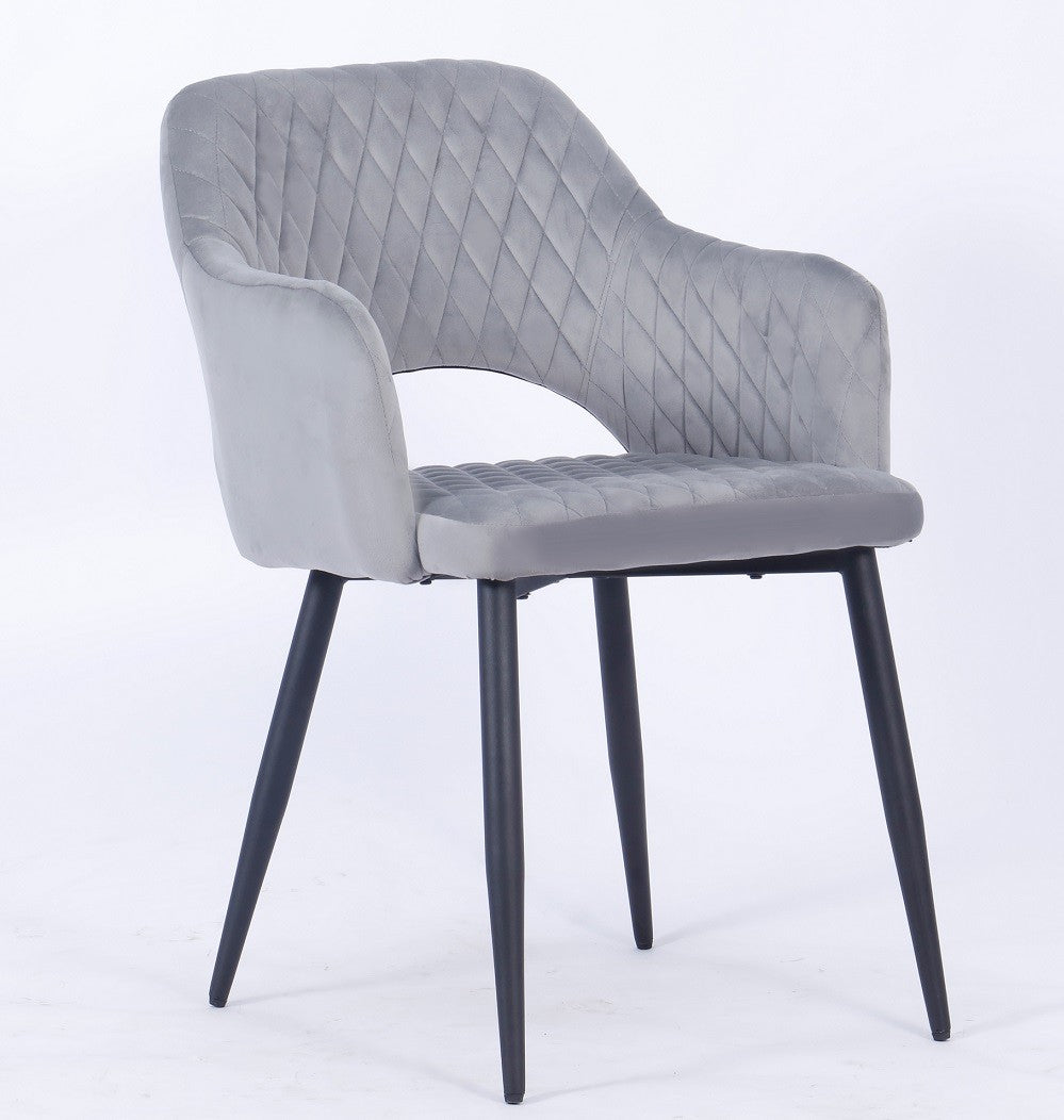Sillón HONORIO, metal, tapizado velvet 19 gris
