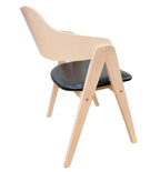 Sillón JARSY, madera de hevea, natural, similpiel negra