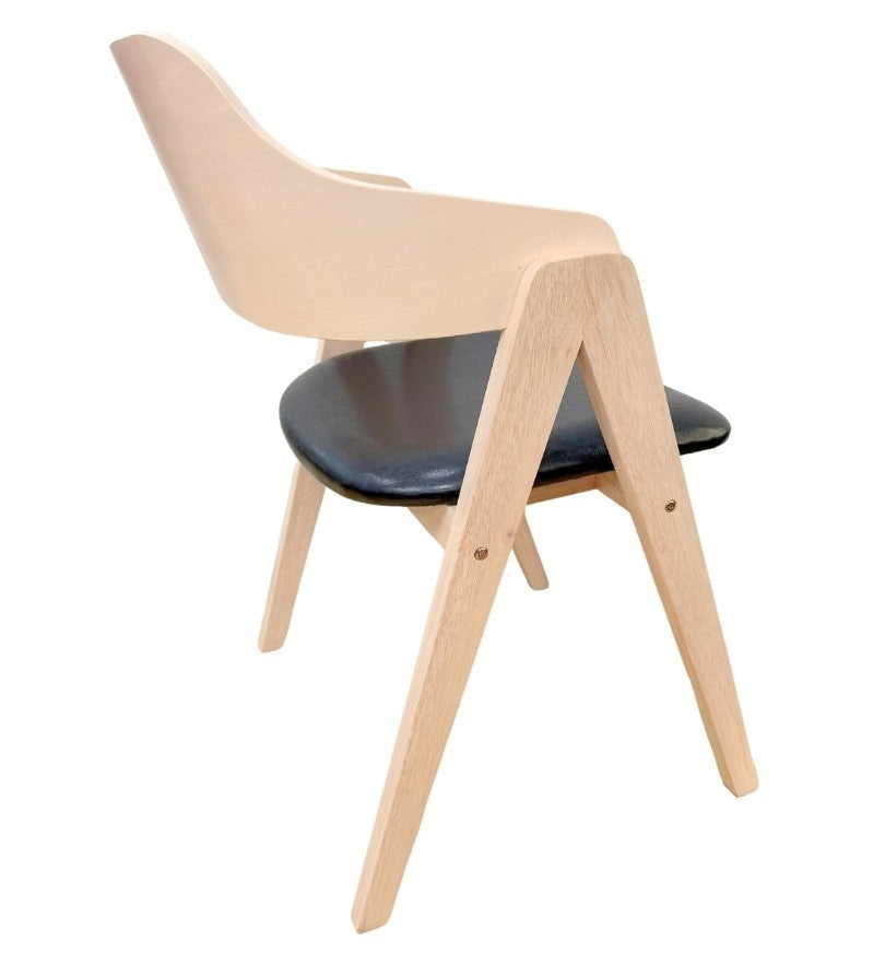 Sillón JARSY, madera de hevea, natural, similpiel negra