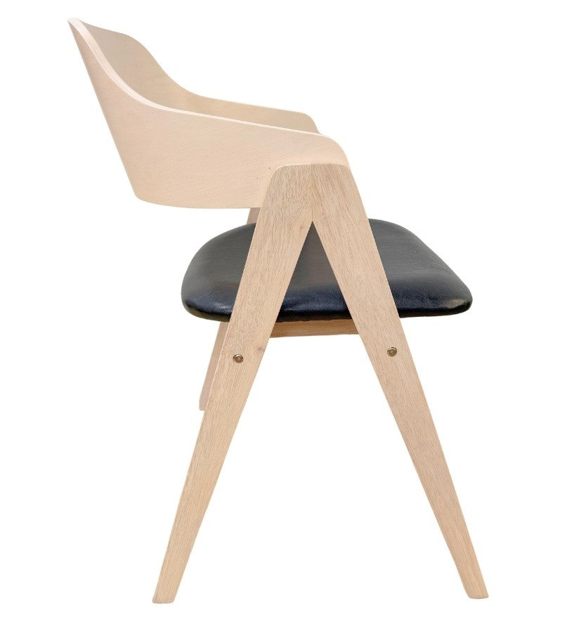 Sillón JARSY, madera de hevea, natural, similpiel negra