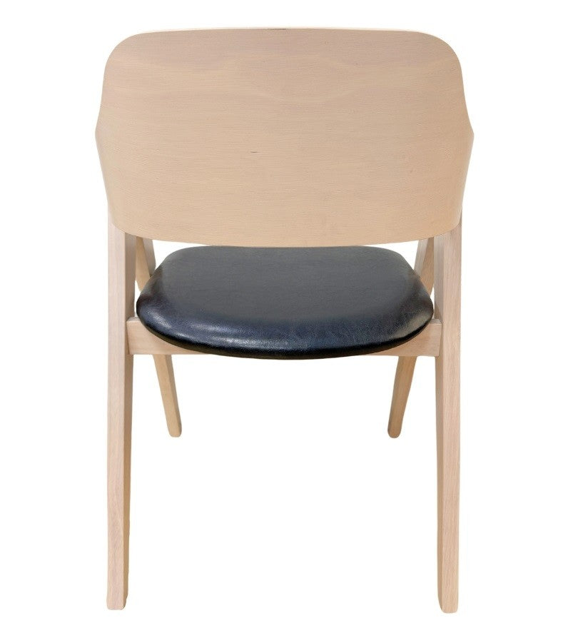 Sillón JARSY, madera de hevea, natural, similpiel negra