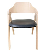 Sillón JARSY, madera de hevea, natural, similpiel negra