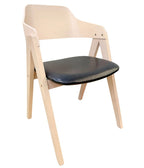 Sillón JARSY, madera de hevea, natural, similpiel negra