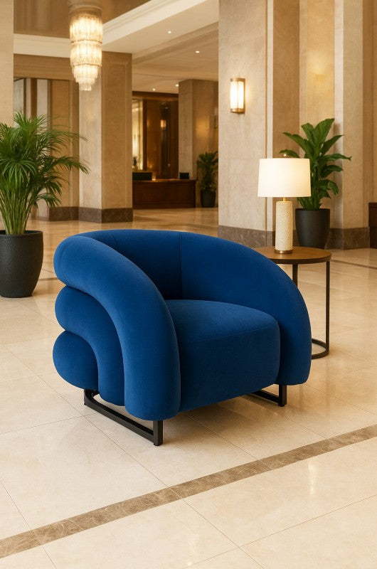 Sillón KARLOVY, tapizado velvet azul
