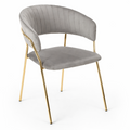 Sillón KEFRÉN NEW, metal, cromado dorado, tapizado velvet gris