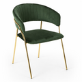 Sillón KEFRÉN NEW, metal dorado, tapizado velvet verde oscuro