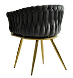Sillón KING, metal dorado, tapizado velvet gris oscuro