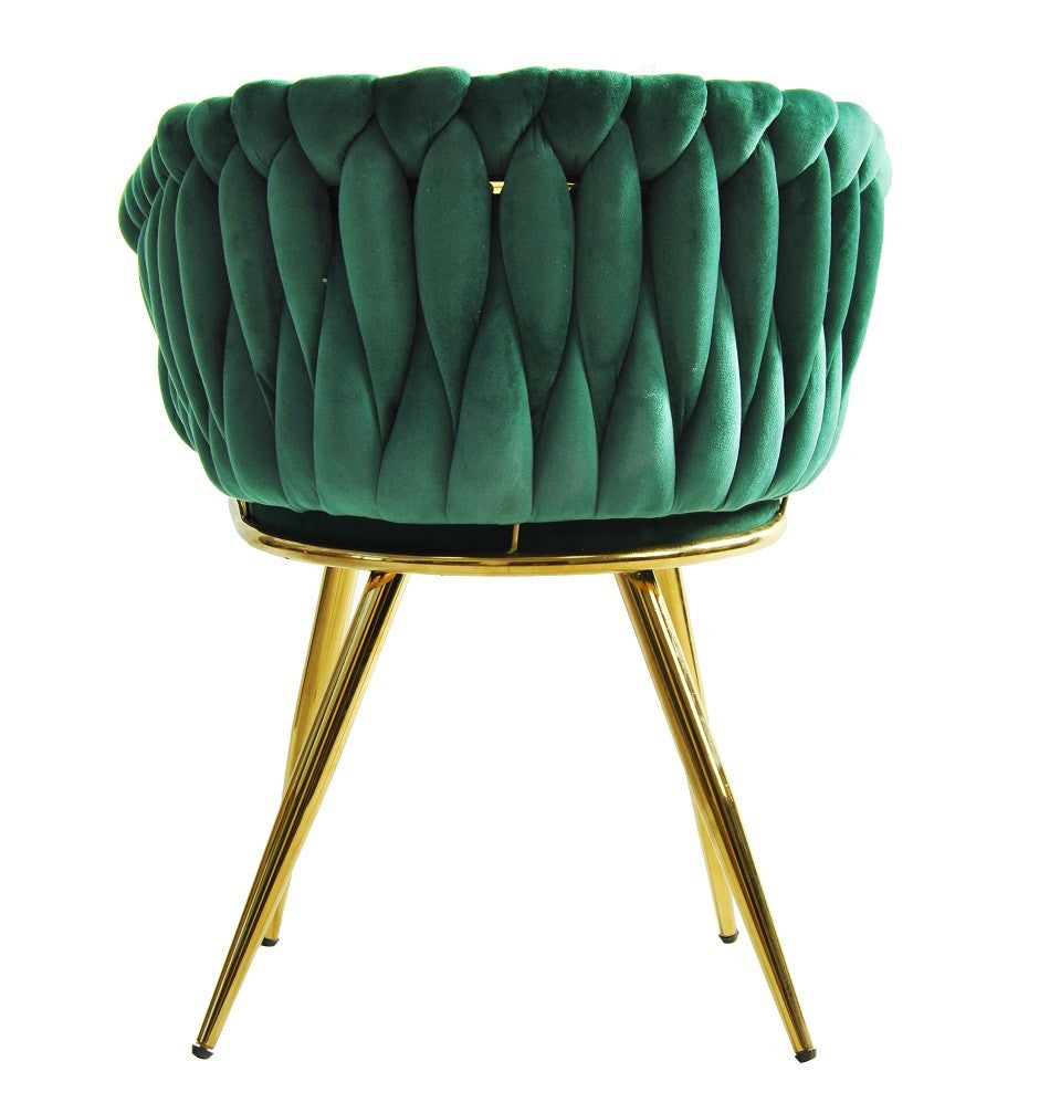 Sillón KING, metal dorado, tapizado velvet verde oscuro